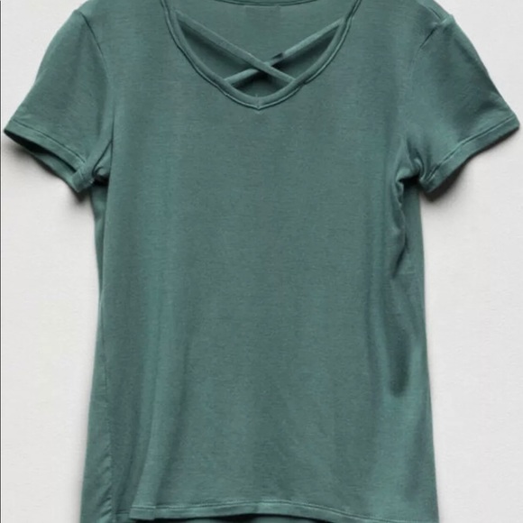 NEW Tillys Destined Girls Spruce Green Cross-Front Tee Shirt Top Blouse XS 7 - Picture 1 of 8
